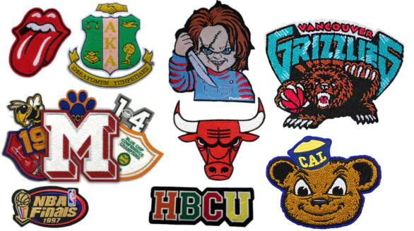 Chenille embroidery patch work Xlise international